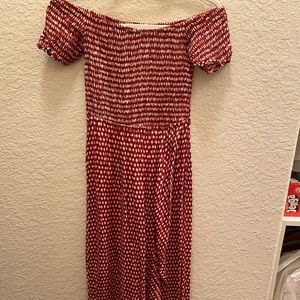 Off The Shoulder Ankle Smocked Dress